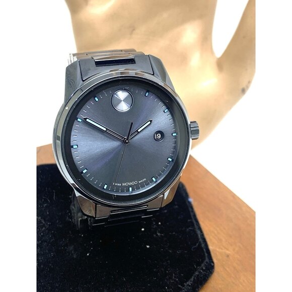 Movado Mens Watch 3600862 Bold Verso Blue Dial Swiss Quartz Stainless Steel 42mm - Picture 1 of 15